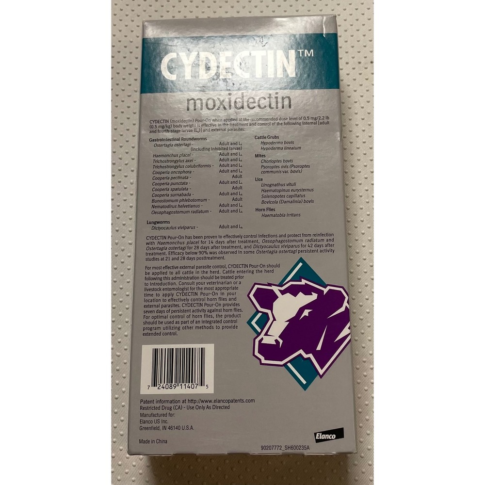 Cydectin Moxidectin Pour-On for Beef and Dairy Cattle Antiparastic 500 mL - Picture 2 of 2
